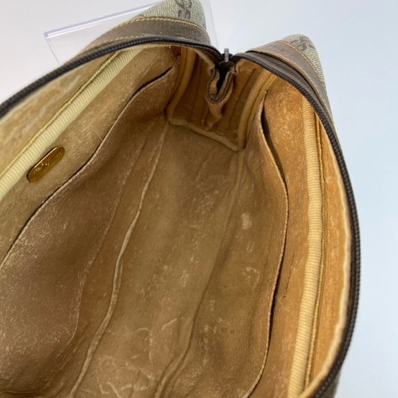 GUCCI Vintage GG Web PVC Canvas Leather Brown Clutch Toiletry Bag - Picture 10 of 12